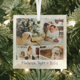 Photo and Text Custom Personalized Glass Tree Decoration