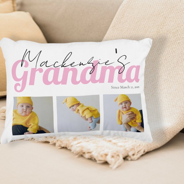 Photo and Text Grandma Custom Personalised Decorative Cushion (Photo and Text Grandma Custom Personalized Accent Pillow by Ricaso. Available in other colors)