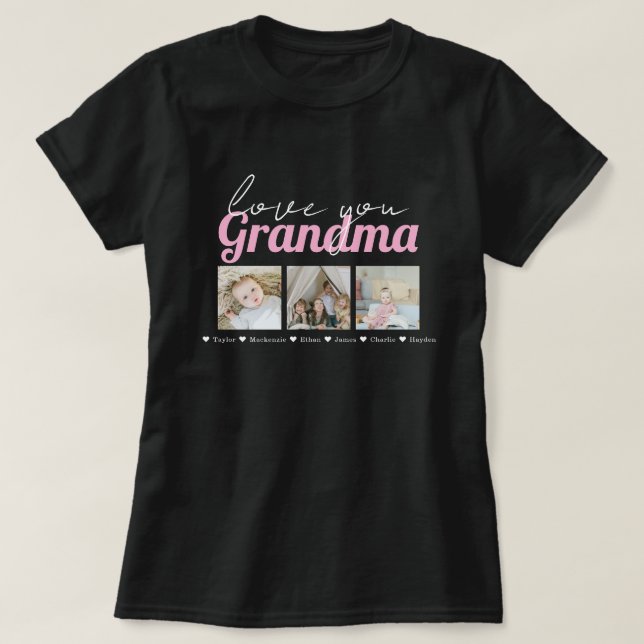 Photo and Text Grandma Custom Personalised T-Shirt (Design Front)