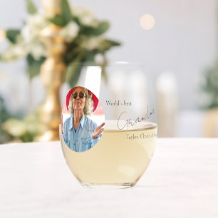 Photo and Text Personalised Stemless Wine Glass