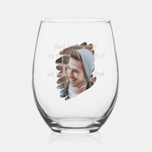 Photo and Text Personalised Stemless Wine Glass