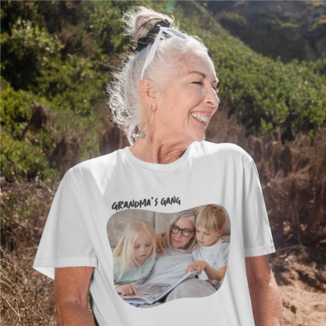 Photo and Text Personalised T-Shirt (Photo and Text Personalized T-Shirt - Ideal for anyone including Grandma. Change text change photo)