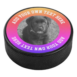 Photo And Text Personalised Unique Hockey Puck