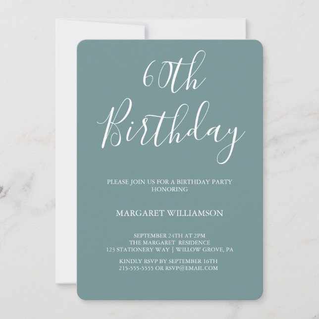 Photo and White Modern Elegance  60th Birthday  Invitation (Front)