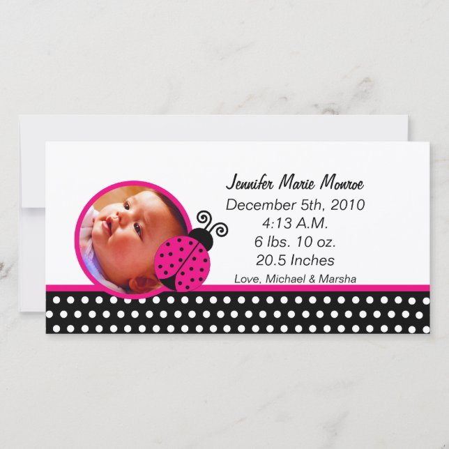 Photo Announcement Black Spring Time Lady Bug (Front)