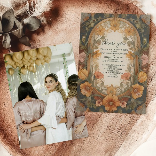 Photo Antique Floral Art Nouveau Bridal Shower Thank You Card (Creator Uploaded)
