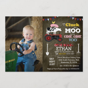 PHOTO/ANY AGE - Farm Boy Birthday Invitation