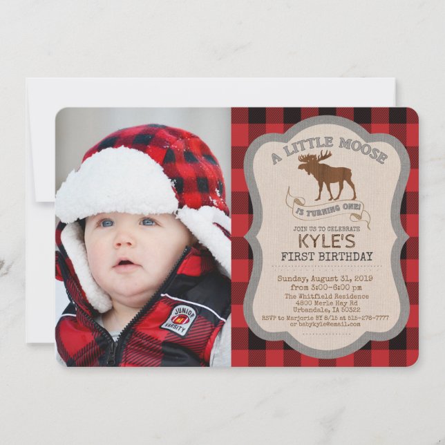 PHOTO/ANY AGE - Moose Boy Birthday Invitation (Front)