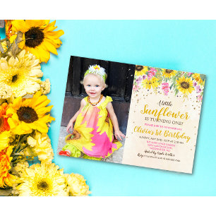 PHOTO/ANY AGE - Sunflower Birthday Invitation