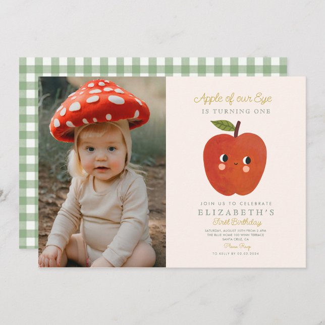 Photo Apple of our eye One Birthday Invitation (Creator Uploaded)