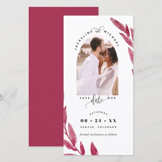 Photo Arch, Berry Wedding Save The Date Bookmark (Front/Back)