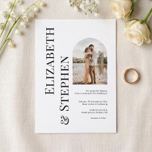 Photo Arch Black & White Minimalist Bold Wedding Invitation