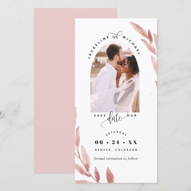Photo Arch, Blush Wedding Save The Date Bookmark (Front/Back)