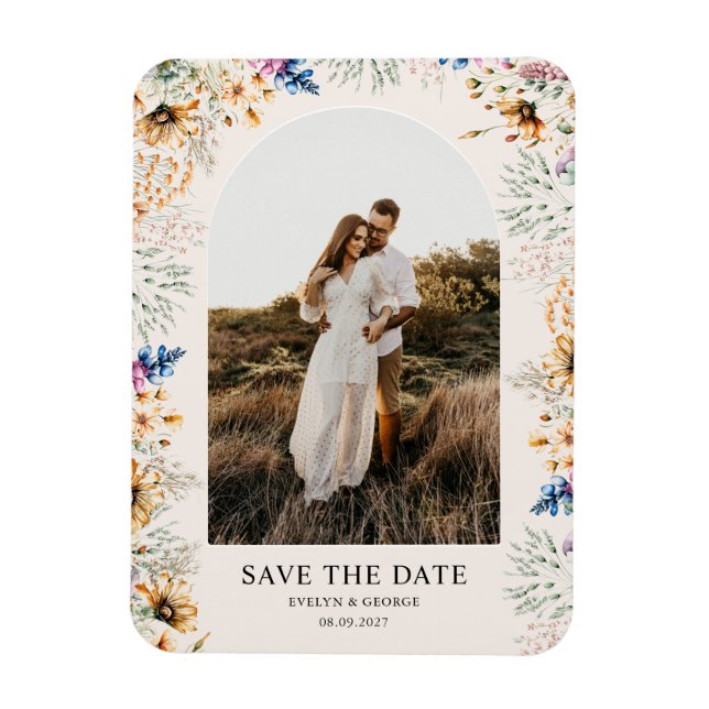 Photo Arch Botanical Floral Save the Date Magnet (Vertical)