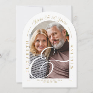 Photo Arch Calligraphy 50th Wedding Anniversary Invitation