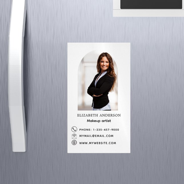 Photo arch contact info white 	Magnetic business card (Creator Uploaded)