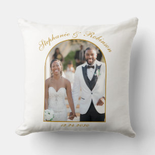 Photo Arch Elegant Gold Script Monogram Wedding  Cushion