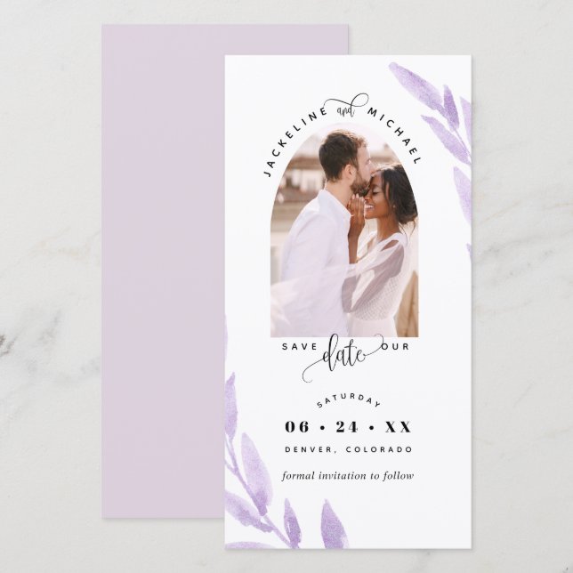Photo Arch, Mauve Wedding Save The Date Bookmark (Front/Back)