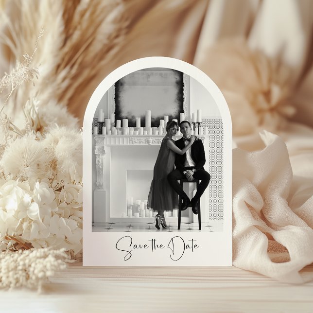 Photo Arch Save The Date Modern Script Wedding Invitation (Creator Uploaded)