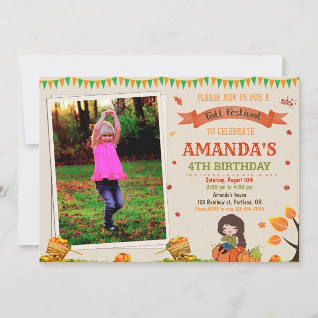 Photo Autumn birthday invitation Fall festival (Front)