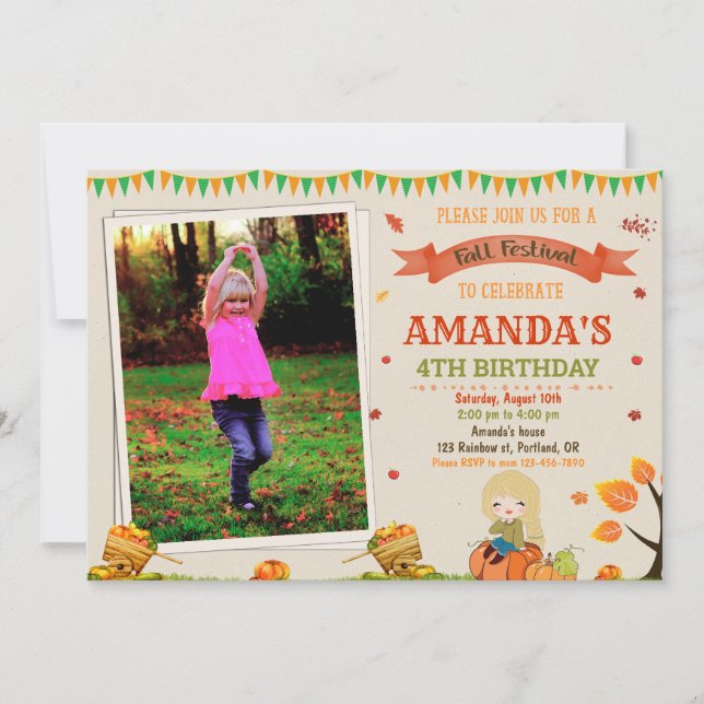 Photo Autumn birthday invitation Fall festival (Front)