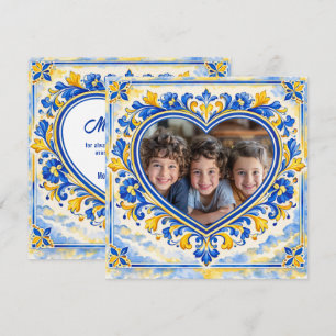 💙 Photo Azulejo Heart Thank‑You Tile Thank You Card