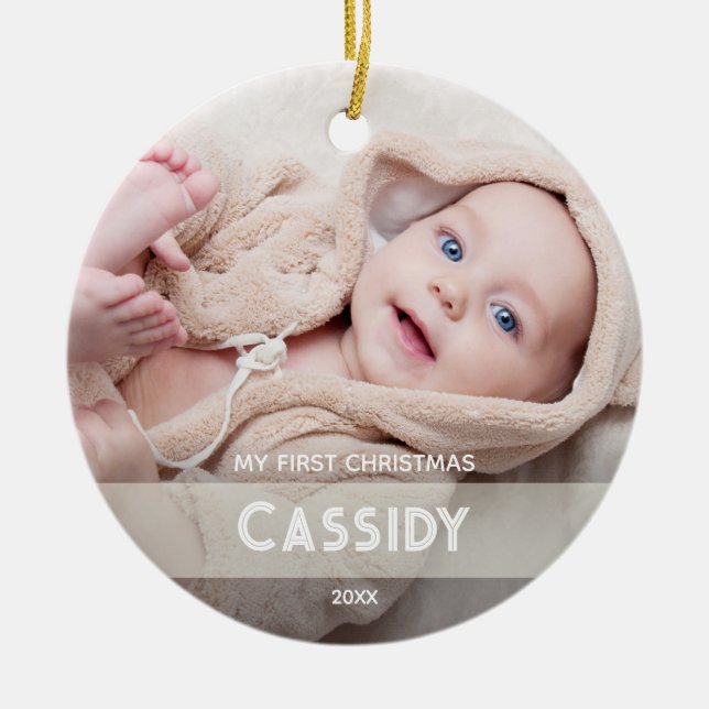 Photo Baby 1st Christmas Ceramic Tree Decoration (Front)
