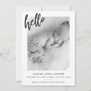 PHOTO BABY ANNOUNCEMENT cute modern hello script