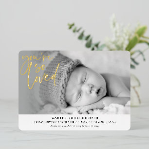 PHOTO BABY ANNOUNCEMENT cute you're so loved gold