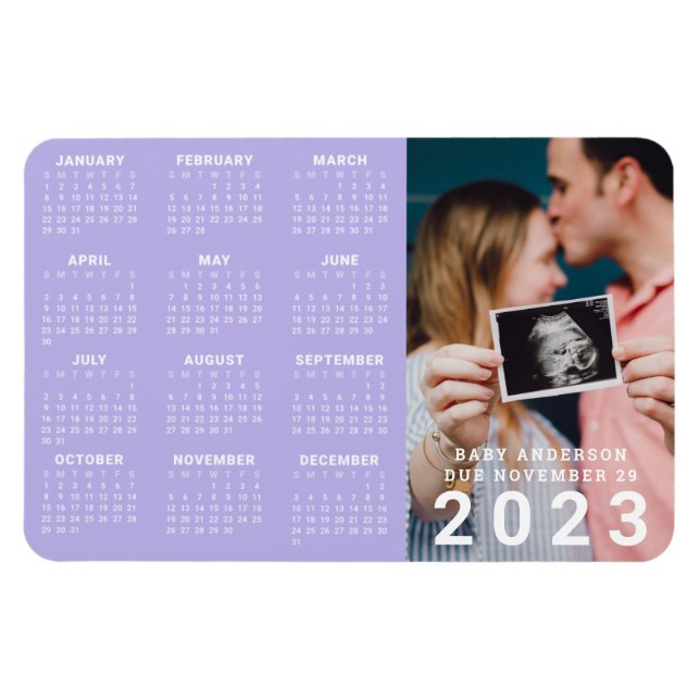 Photo Baby Announcement Due in 2023 Calendar Magnet (Horizontal)