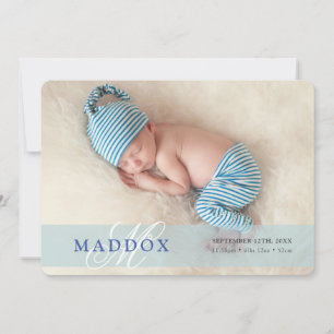 PHOTO BABY ANNOUNCEMENT initial overlay boy blue