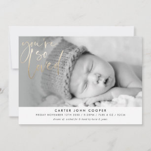 PHOTO BABY ANNOUNCEMENT you're so loved gold