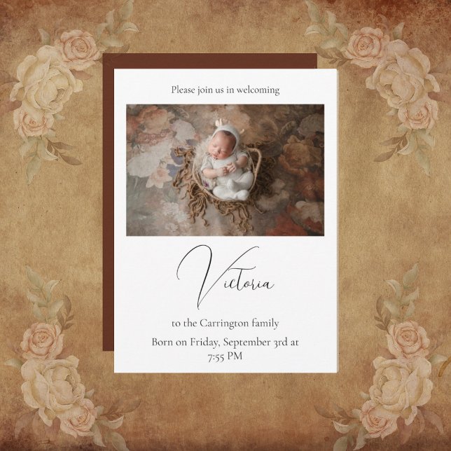 Photo Baby Birth Announcement Card (Creator Uploaded)