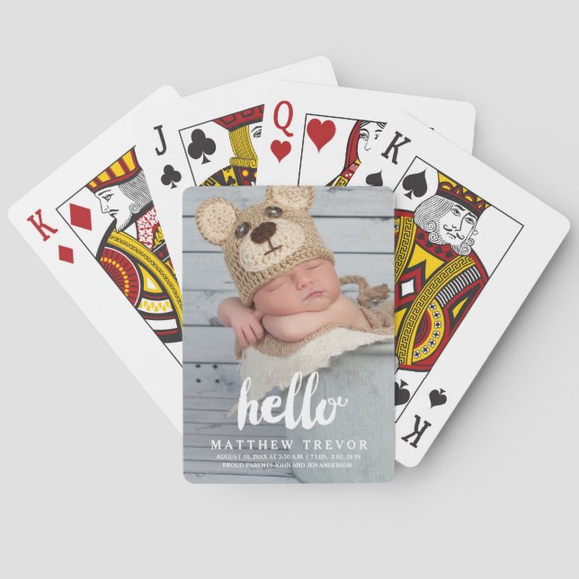 Photo Baby Birth Announcement Playing Cards (Back)