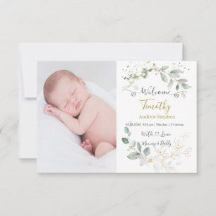 Photo Baby Birth Stats Announcement