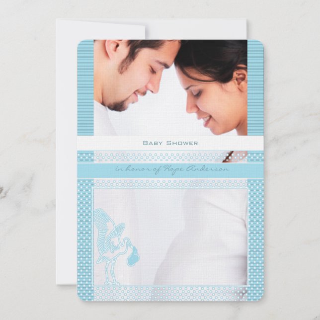 Photo Baby Boy Shower Announcement (Front)