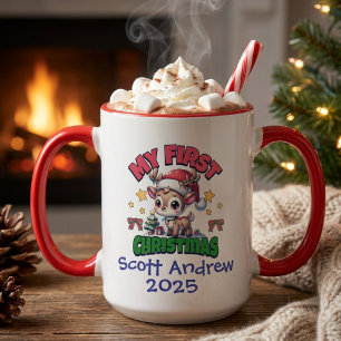 Photo Baby First Christmas Santa Deer Personalise Mug