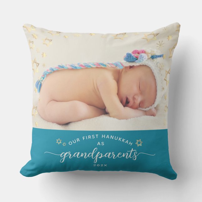Photo Baby First Hanukkah Grandparents Star David Cushion (Front)
