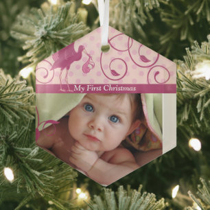 Photo Baby Girl Tiny Tee Ornament 1st Christmas