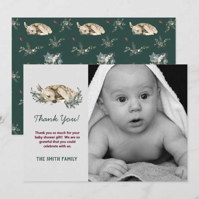 Photo Baby It's Cold Outside Winter Baby Shower Thank You Card (Front/Back)