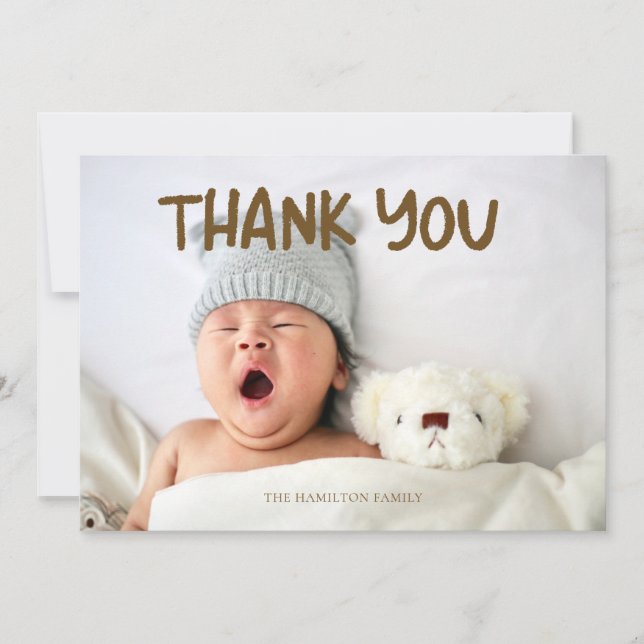 Photo Baby Shower Bible Verse Thank You   Card (Front)