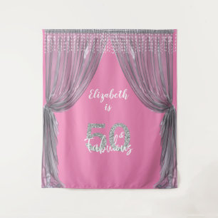 Photo Backdrop 50th Birthday Party Silver Curtain Tapestry