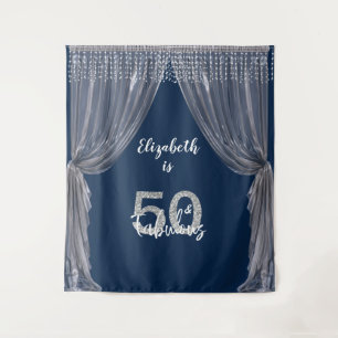 Photo Backdrop 50th Birthday Party Silver Curtain Tapestry
