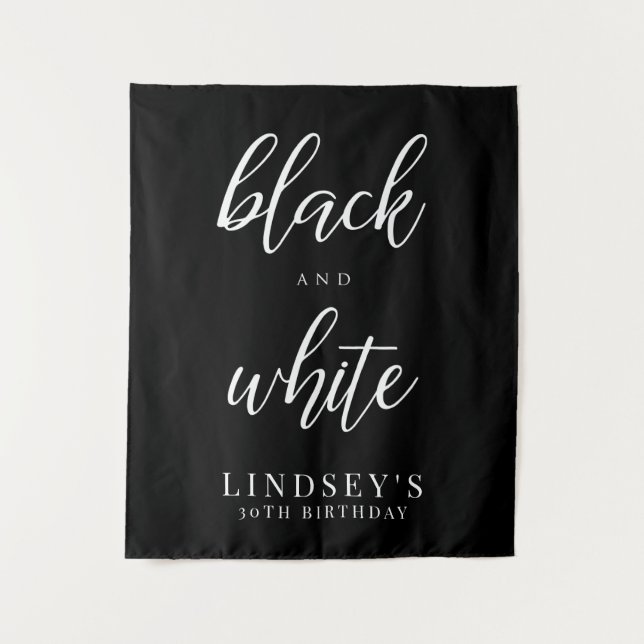 Photo Backdrop, Black and White Party Tapestry (Front)