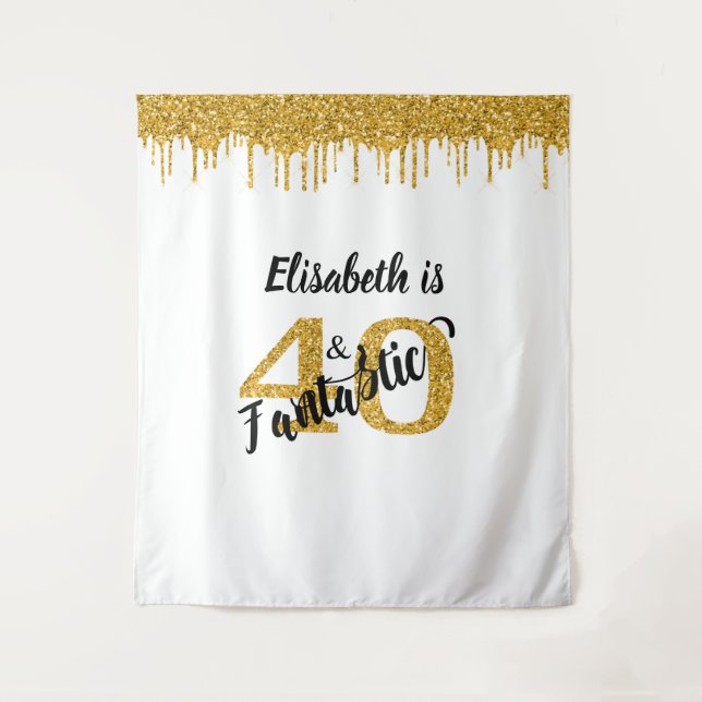 Photo Backdrop Booth 40 and Fantastic Party Gold Tapestry (Front)