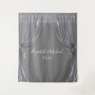Photo Backdrop Wedding Elegant Silver Curtain Tapestry