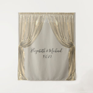 Photo Backdrop Wedding Elegant Yellow Gold Curtain Tapestry