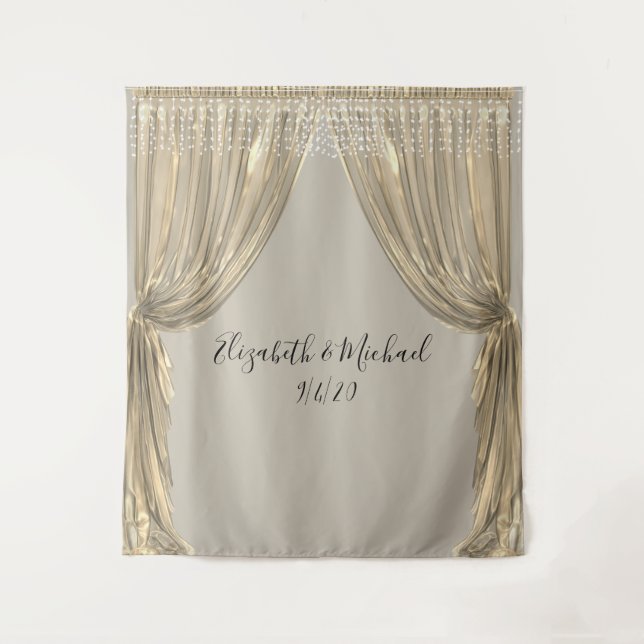 Photo Backdrop Wedding Elegant Yellow Gold Curtain Tapestry (Front)