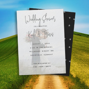 Photo Background Engagement Shower Invitations