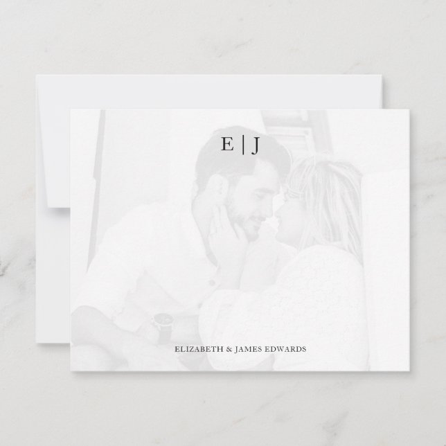 Photo Background Monogram Couple Initials Card (Front)